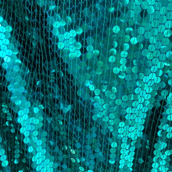 NWT Vintage Teal Sequin Dress With Cutouts By NiteLine Della Roufogali Size 8 - Picture 7 of 10